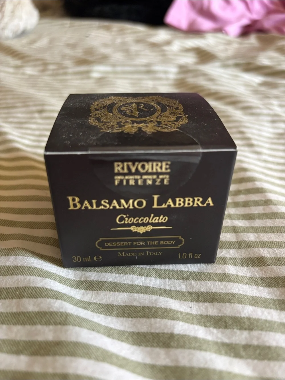 Rivoire Firenze Chocolate Lip Balm in Black & Gold Box